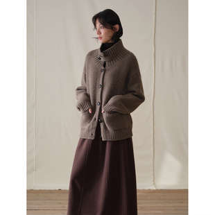 commuse memory 慵懒感 牦牛绒针织衫韩系复古立领宽松毛衣外套