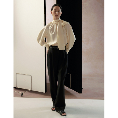 commuse羊毛直筒西装休闲裤