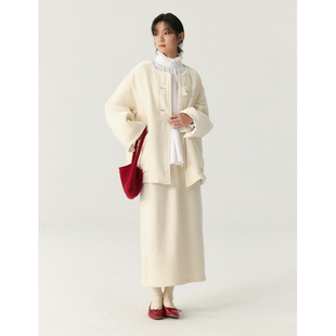 commuse memory『古董绸缎』真丝丝绒蝴蝶结围巾新中式外套棉服女