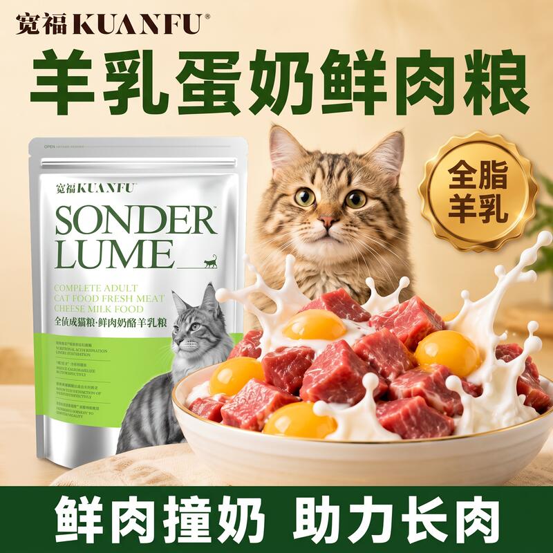不吃包退！宽福羊乳蛋奶猫粮400g