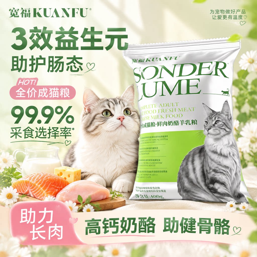 宽福成猫粮鲜肉奶酪羊乳粮全价猫粮营养滋补猫咪通用营养主粮S