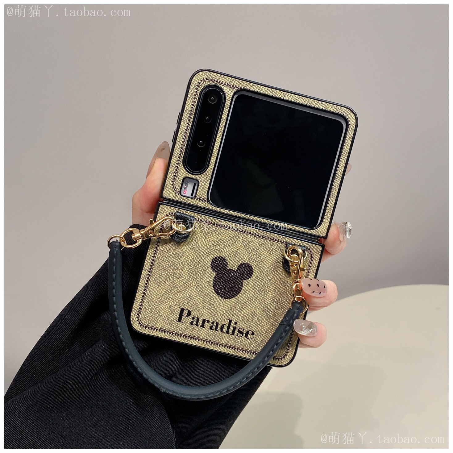 复古丝巾手提适用华为purax手机壳pocket2欧美潮牌小米mixflip2卡通动漫三星zflip7/FE/6荣耀magicvflip2斜挎