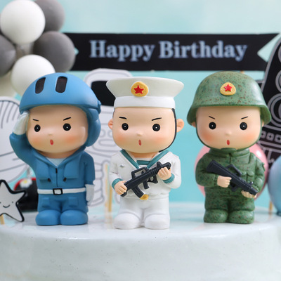 卡通海军陆军摆件生日蛋糕装饰品