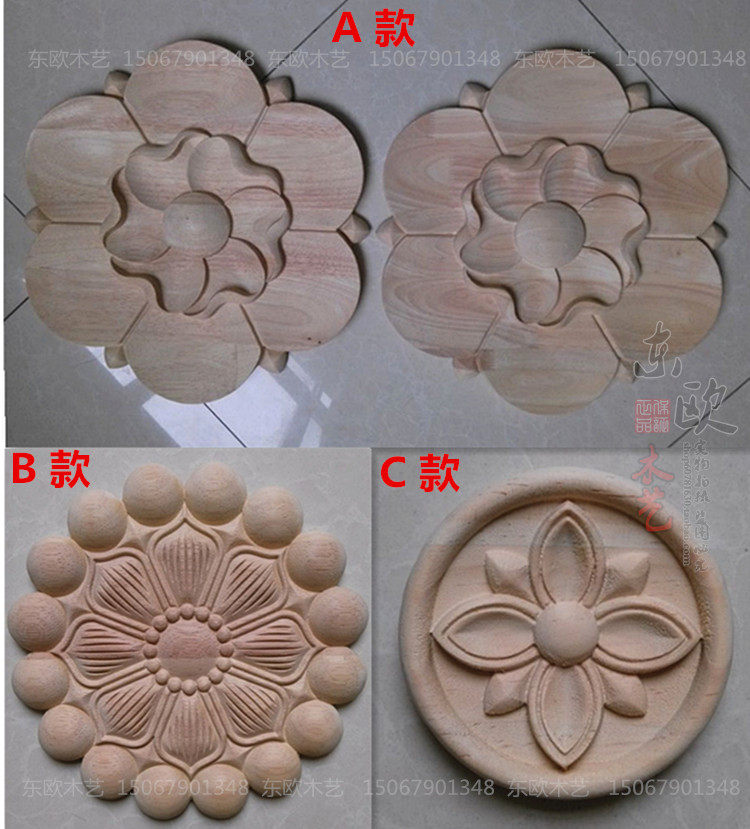 东阳木雕欧式木雕贴花实木门心花圆形欧式雕花装饰花片圆盘贴片