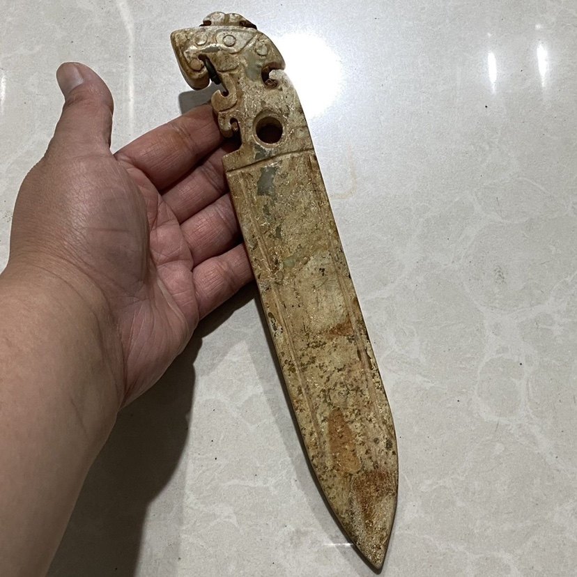 古玉老玉仿古做旧牌子玉石把件玉雕文玩玉器古风杂件收藏玉剑摆件