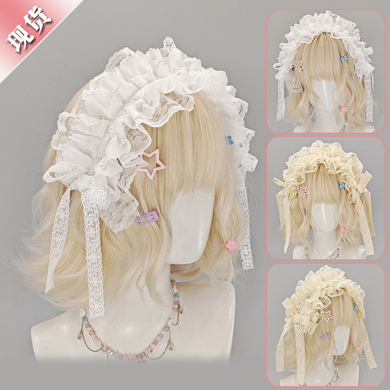 Lolita发带甜美蕾丝蝴蝶结萌可爱漫展女仆发饰亚文化y2k蕾丝头饰