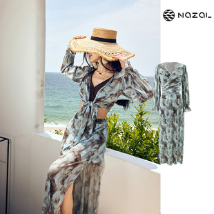 Nazal微胖mm大码 ins 泳衣女四件套度假温泉遮肚分体游泳衣2024新款