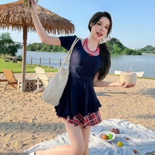 Nazal微胖mm大码 度假性感泡温泉遮肉高级感 样衣女遮肚显瘦短袖