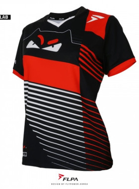 韩国代购FLYPOWER羽毛球服MONSTER怪兽撞色拼男女运动速干短袖T恤