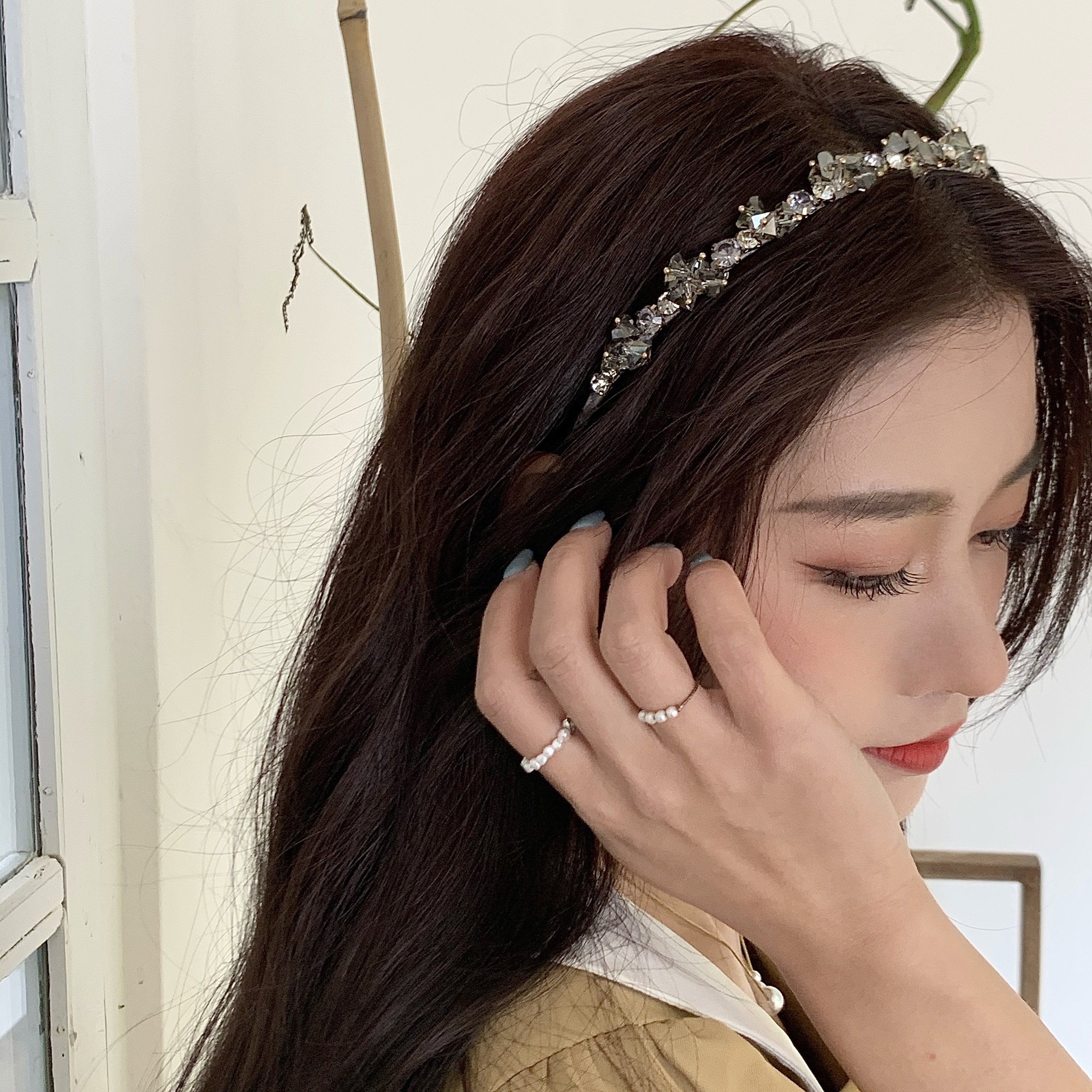 金属高级感发箍法式复古水钻2023