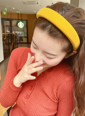 高颅顶发箍女2024新款发卡夏季女款夏天洗脸头饰复古海绵黄色头箍