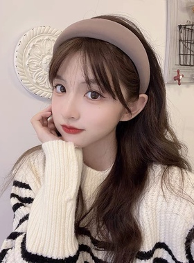 复古海绵发箍女增高颅顶秋冬色系多色显脸小纯色宽边头箍发饰新