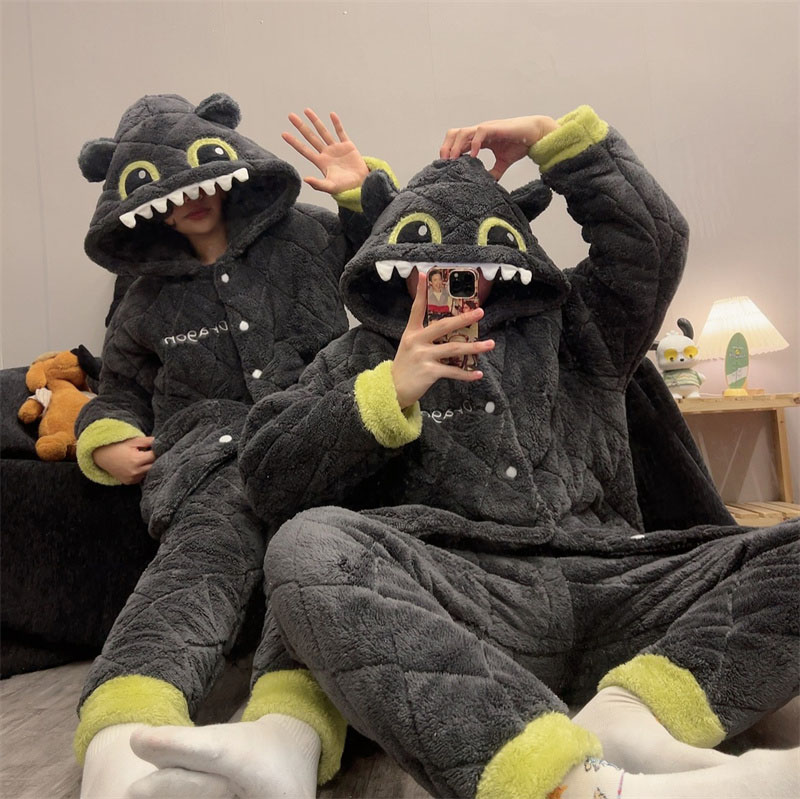 罗小黑情侣睡衣冬加厚男女珊瑚绒