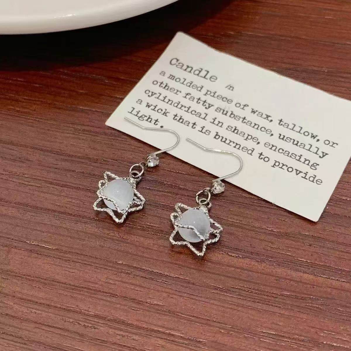 银色星星耳环超仙轻奢感耳钉冷淡