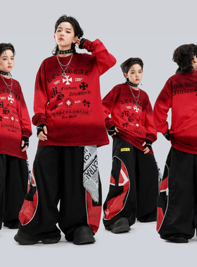 哥特风儿童hiphop嘻哈街舞演出服