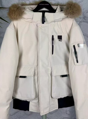 M*B虞舒欣同款NY男女情侣工装毛领连帽羽绒服派克服外套25冬新款