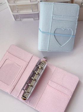 M5牛仔外壳镂空爱心活页手账本日记本便携相册集邮盖章文创本子