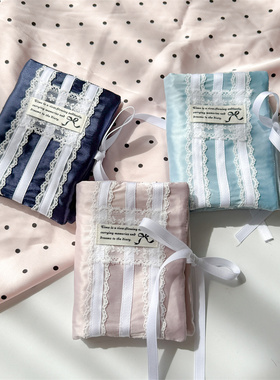 M5小众手工布艺蕾丝手账本外壳丝光仿绸面料蝴蝶结书衣风笔记本