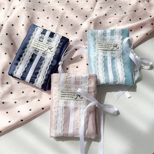 M5小众手工布艺蕾丝手账本外壳丝光仿绸面料蝴蝶结书衣风笔记本