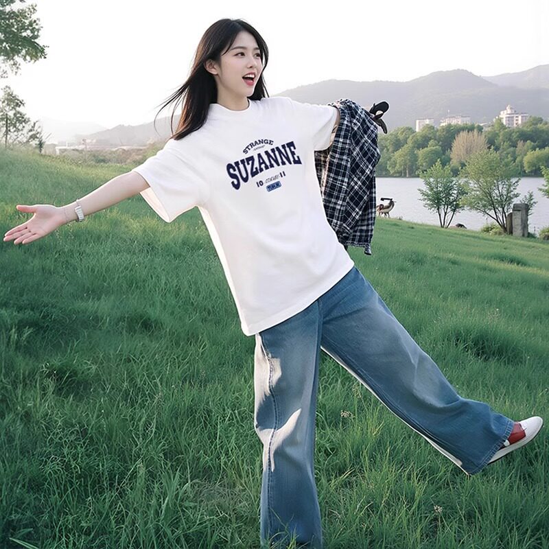 白色短袖t恤女2026新款纯棉半袖宽松夏季打底内搭小众设计感上衣