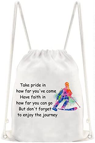 skiing gifts skiing drawstring bag makeup pouch skiing lover
