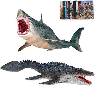 EOIVSH Megalodon & Mosasaurus Realistic Dinosaur Toys Set  O