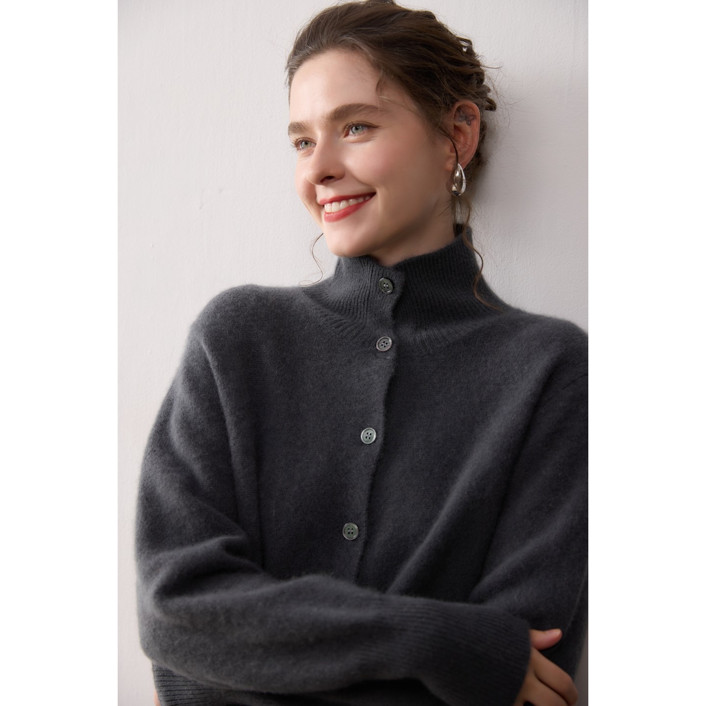 韩版高领100%纯山羊绒开衫女秋冬新款宽松毛衣外套洋气针织打底衫,女装/女士精品,羊绒衫,淘宝优惠券,粉丝福利购,淘宝优惠卷