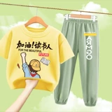 Летняя одежда, хлопковый детский спортивный комплект, летние штаны для мальчиков, подходит для подростков, короткий рукав, детская одежда