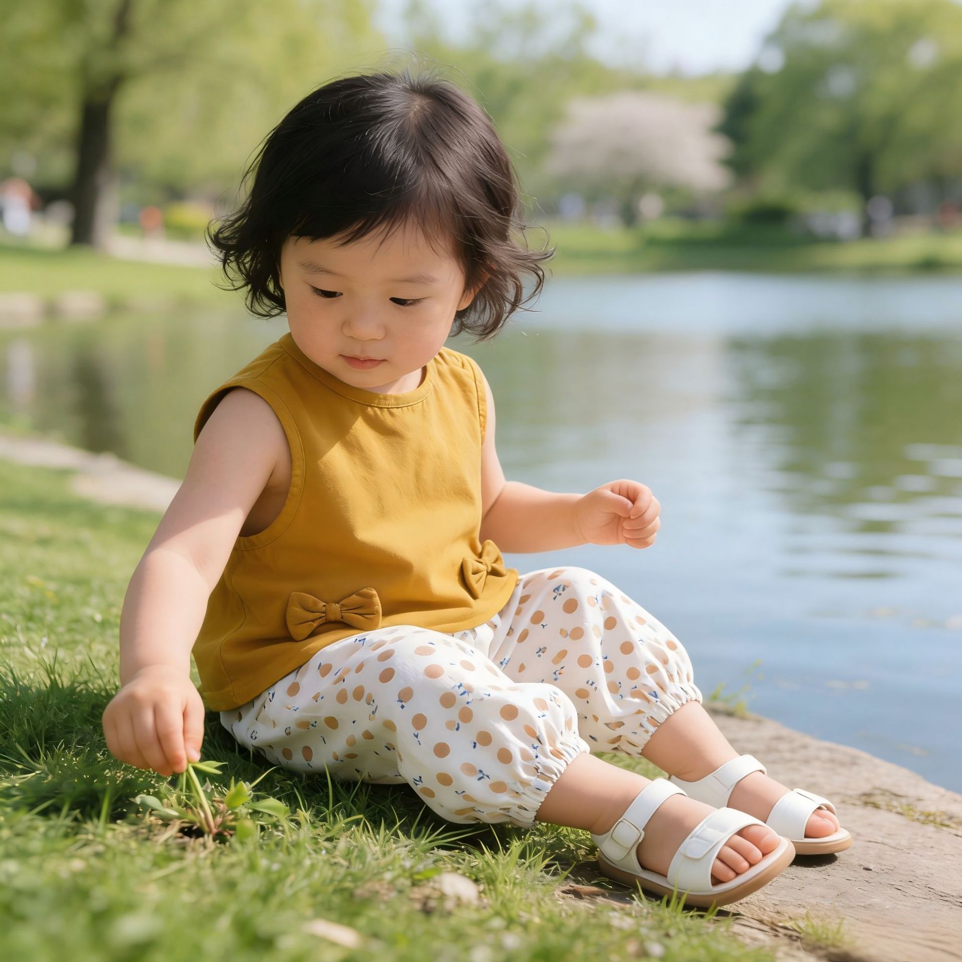 颗粒熊婴儿背心夏季纯棉女童背心宝宝吊带打底无袖汗衫防蚊裤套装