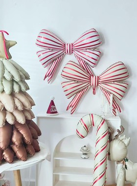 ins圣诞节圣诞树蝴蝶结气球装饰背景墙氛围装饰生日派对气球