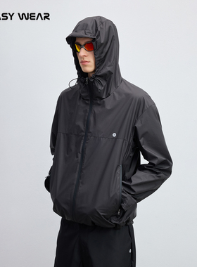 CH丨 烫银LOGO机能连帽微阔夹克男春季新款纯色潮流户外男士外套