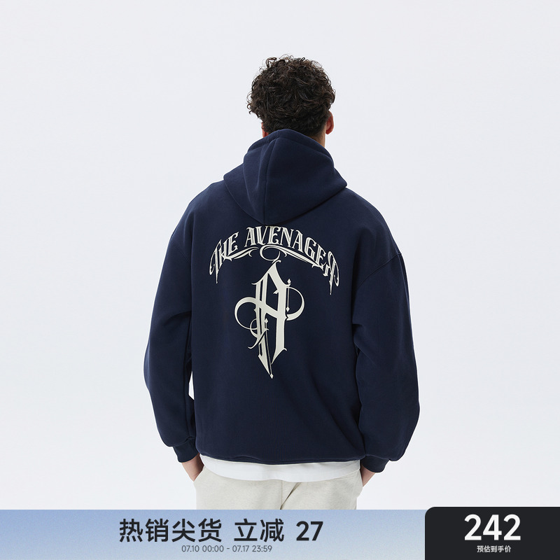 CH后背印花连帽卫衣男情侣装春秋外套美式潮牌宽松帽衫