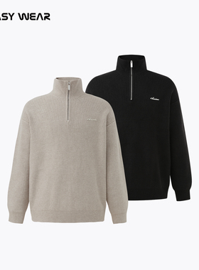 CH丨立领半拉链毛衣男秋美式复古慵懒外套男士休闲高领套头针织衫