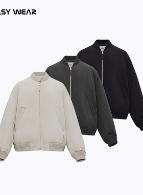 CH丨黑色经典棒球领飞行夹克男款秋廓形夹棉外套加厚复古轻薄上衣