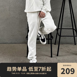 CHINISM华夫格侧拉链束脚卫裤男美式潮牌高街简约重磅休闲运动裤