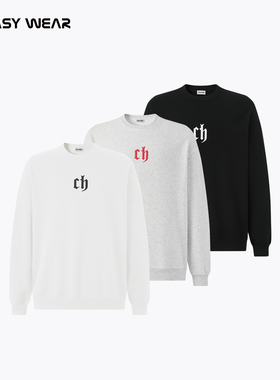 CH丨经典发泡印花圆领卫衣男秋运动潮牌宽松休闲简约情侣套头上衣