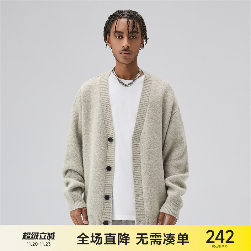 CH美式V领宽松开衫毛衣