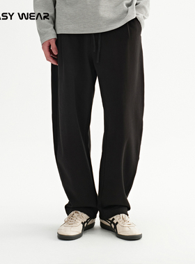 CH丨黑色高街休闲裤男秋季新廓形抽绳直筒长裤宽松美式潮牌弯刀裤