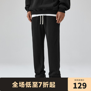 CHINISM CH纯色简约基础款休闲裤男潮牌高街宽松水洗破洞运动卫裤