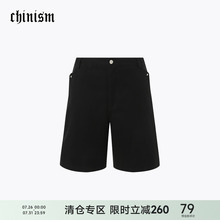 CH黑色牛仔短裤男夏季新款美式潮流重磅工装裤休闲水洗纯棉五分裤