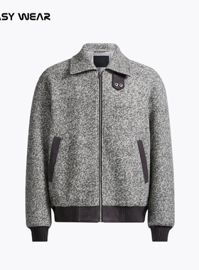 CH丨花灰色毛呢外套男冬季美式潮牌上衣男士加绒加厚保暖夹克棉服