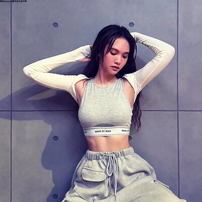 杨丞琳PAZZO韩版运动短背心露脐