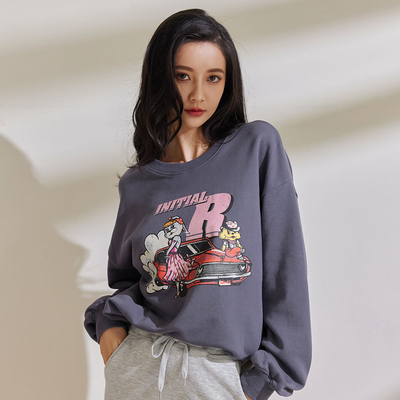 许路儿厚宽松棉印花卫衣