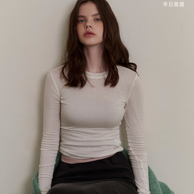 PAZO羊毛套头圆领贴身打底长袖