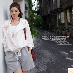 许路儿LUREHSU正品代购R221063緞面抽绳粉色防风外套女士夹克上衣