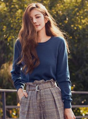 许路儿 LURE HSU R182042 荷叶打折毛格纹呢短裤毛呢秋冬(附腰帶)