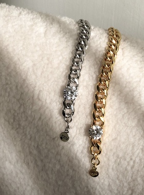 许路儿LUREHSU正品代购R211316大人造“钻”石宽手链复古朋克中性