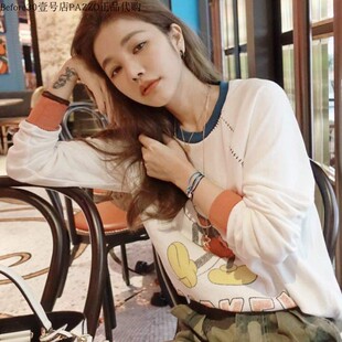 BEFORE30限量自制款许路儿同款小众米奇做旧复古印花卫衣2021新品