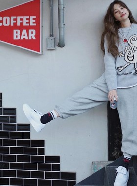 before30定制许路儿ins同款卡通宽松休闲灰色针织毛衣秋冬新品