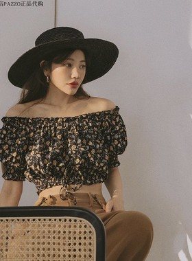 许路儿LUREHS正品代购R211220  前綁帶平口花上衣浪漫初恋风夏